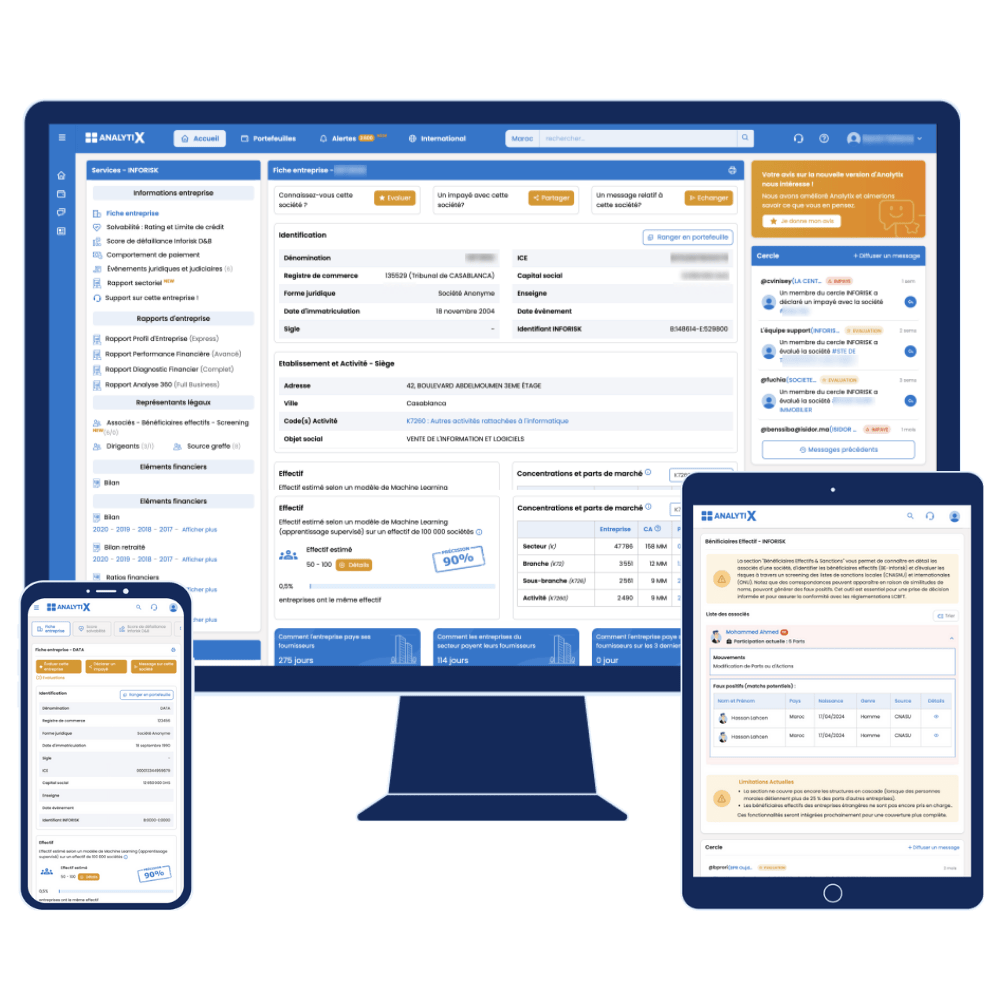 Solution Analytix d’Inforisk pour piloter le risque clients et fournisseurs et centraliser données légales, financières et juridiques.